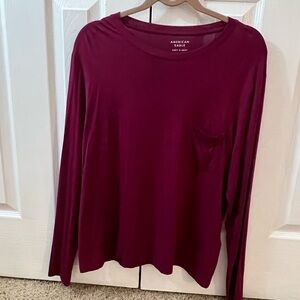 American Eagle Outfitters Deep Red Long Sleeve Tee